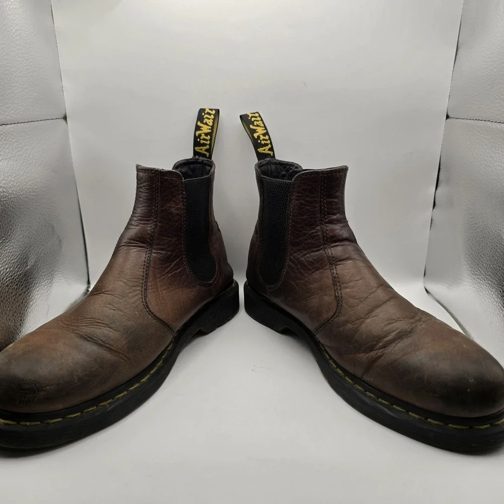 Dr Martens 2976 Leather Chelsea Boots Brown Slip On Mens US 10 UK 9
